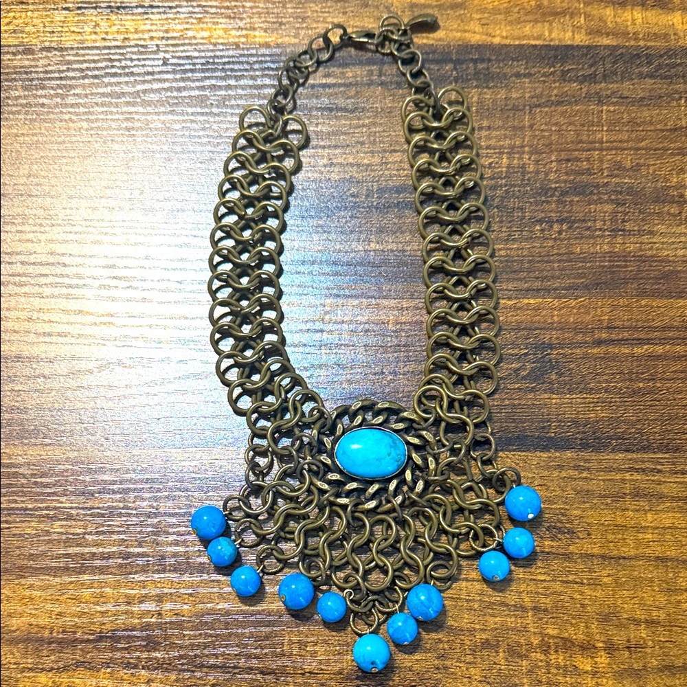 Yochi Bronze Necklace with Turquoise Accents